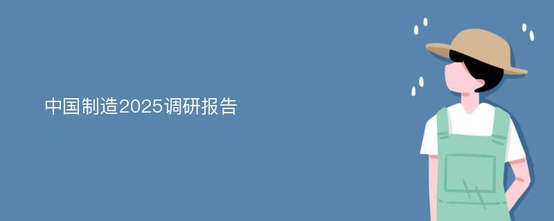 中国制造2025调研报告