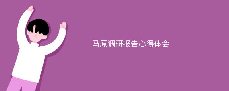 马原调研报告心得体会